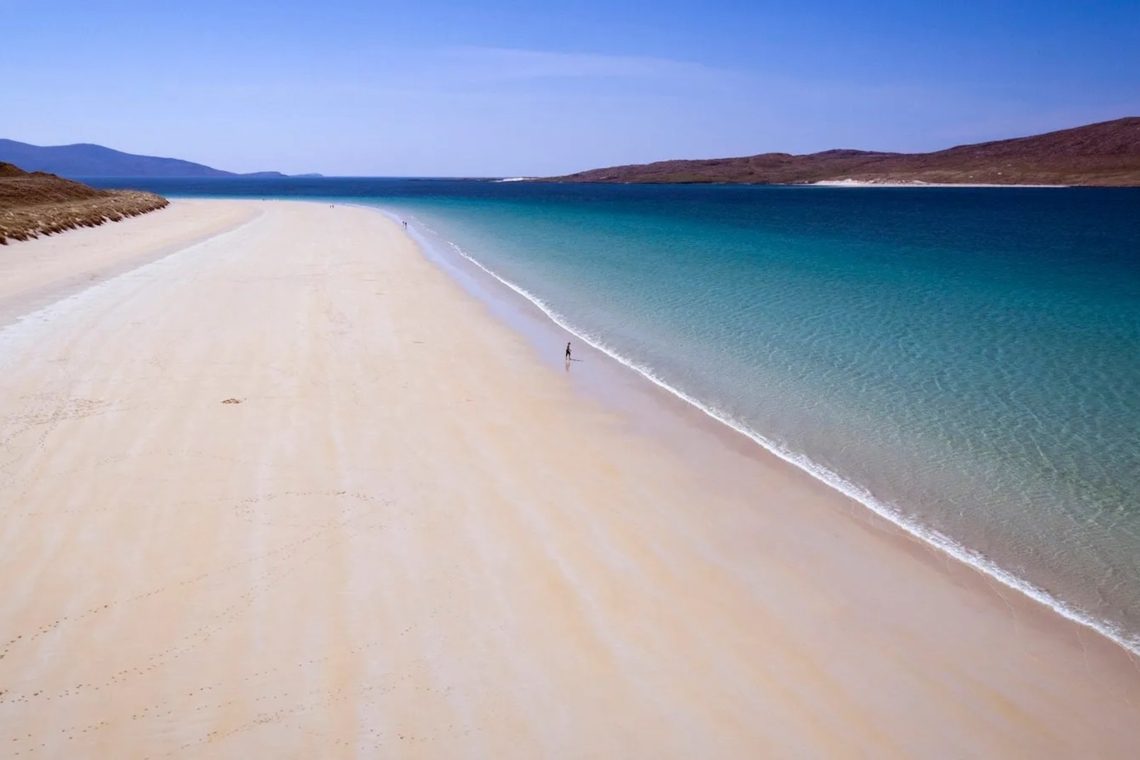 overhead beach image of isle of harrias